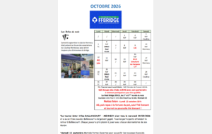 Calendrier octobre 2026