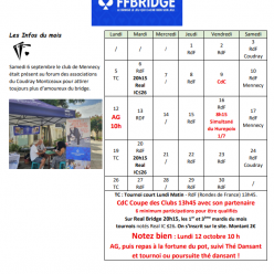 Calendrier octobre 2026